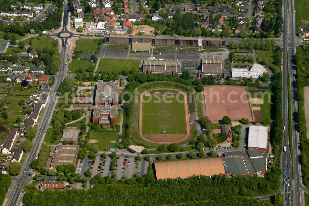 Castrop-Rauxel from above - Blick auf den Europaplatz und das Rathaus von Castrop Rauxel.