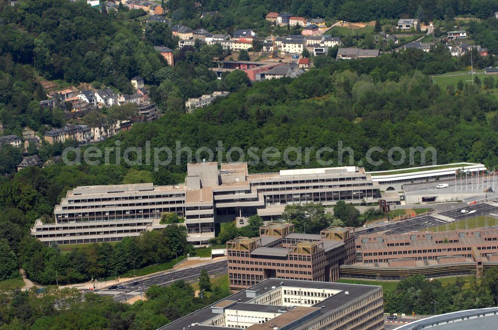 Aerial image Luxemburg - Blick auf das Europaviertel auf dem Kirchberg-Plateu. Im Europaviertel sind der Europäische Gerichtshof sowie der Europäische Rechnungshof, die Europäische Investitionsbank und der Rat der Europäischen Union ansässig.