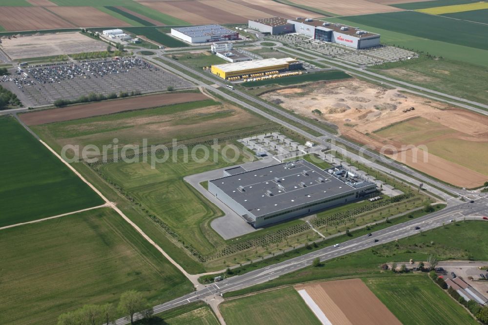 Mainz from above - European headquarters of the company Deublin in the business area Wirtschaftspark Mainz - Rhein / Main in Mainz in the state Rhineland-Palatinate, Germany