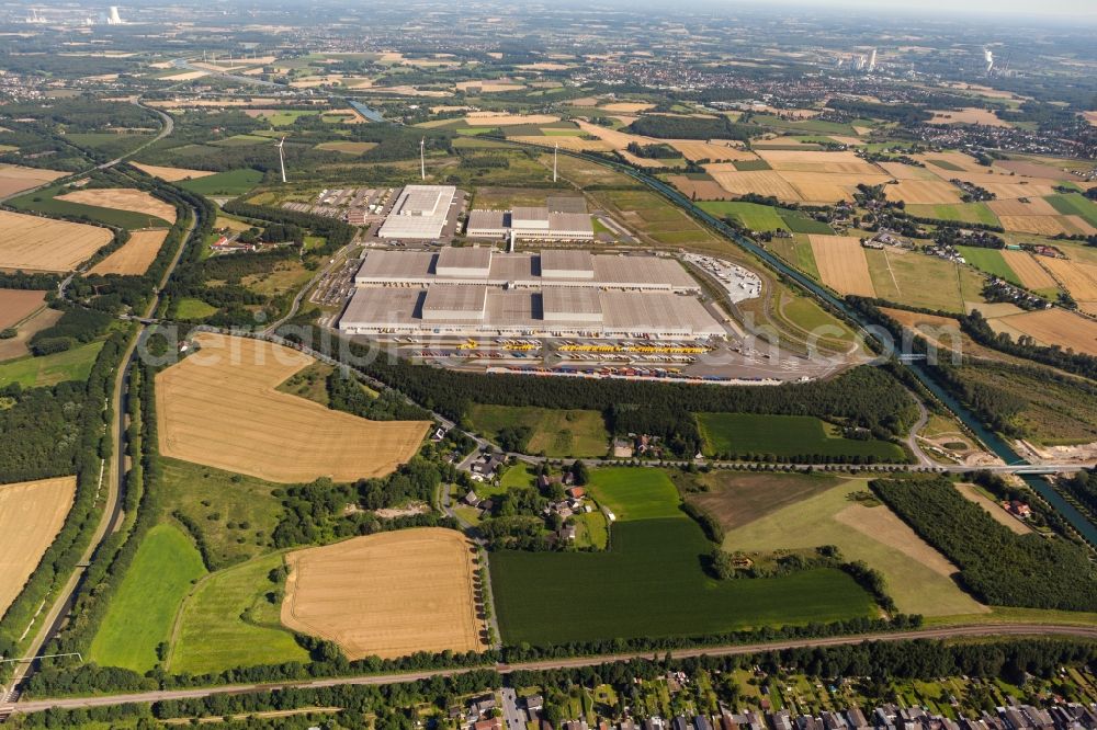 Dortmund from the bird's eye view: Fish eye look at the distribution centre of IKEA, which was built on a former heap