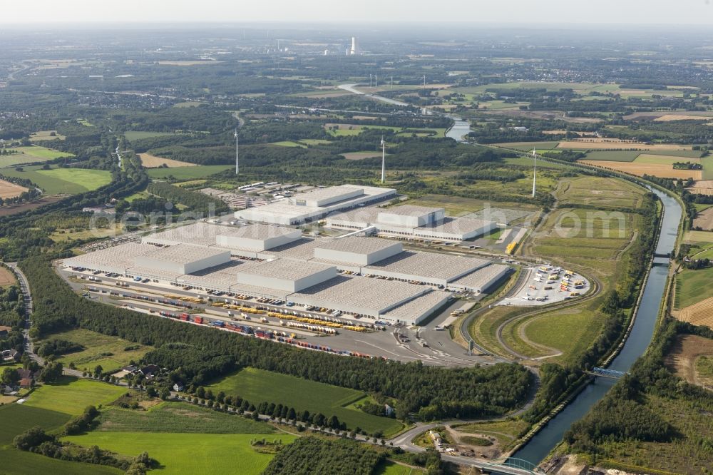 Dortmund from above - Fish eye look at the distribution centre of IKEA, which was built on a former heap