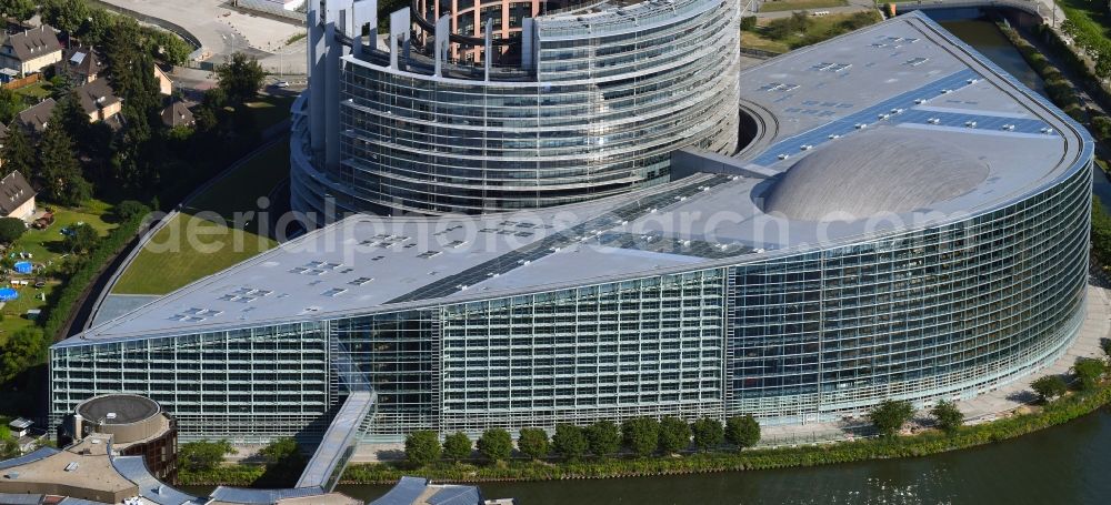 Strasbourg - Straßburg from above - Administrative building of the EU - State Authority Parlement europeen Strasbourg on Avenue du President Robert Schuman - Quai du Chanoine Winterer in Strasbourg in Grand Est, France