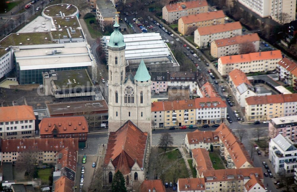 Braunschweig from above - Evangelical - Lutheran Church of St. Andrew in Braunschweig in Lower Saxony