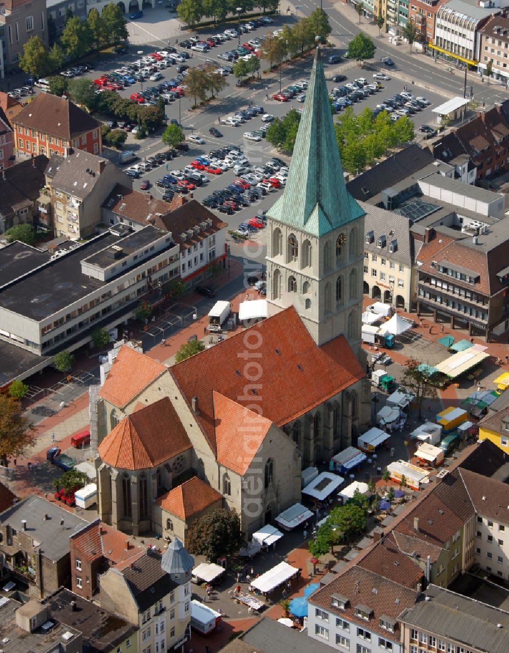 Aerial image Hamm - View of the evangelical church Pauluskirche in Hamm in the state Norrth Rhine-Westphalia