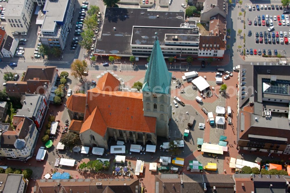 Aerial photograph Hamm - View of the evangelical church Pauluskirche in Hamm in the state Norrth Rhine-Westphalia