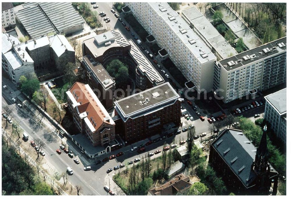 Aerial photograph Berlin - Friedrichshain - Evangelisches Kirchenzentrum in der Georgenkirchstraße in Berlin - Friedrichshain.