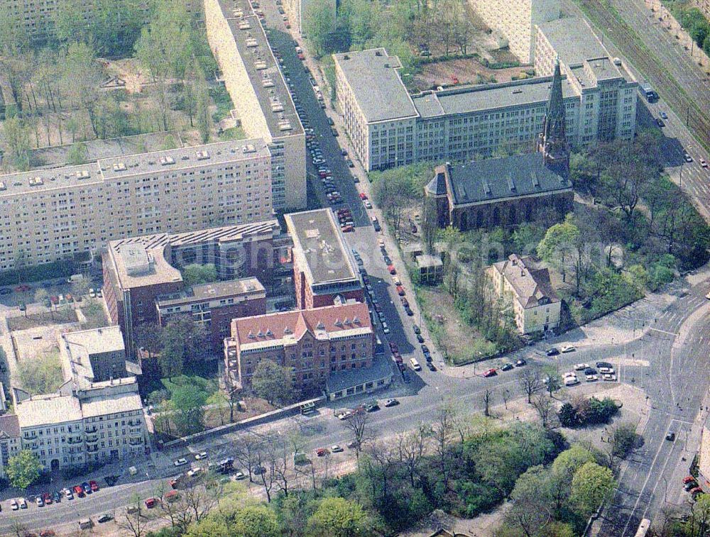 Aerial image Berlin - Friedrichshain - Evangelisches Kirchenzentrum in der Georgenkirchstraße in Berlin - Friedrichshain.