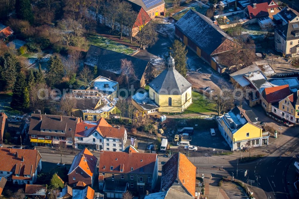 Aerial photograph Hamm - Evangelical hexagonal church building in Hamm in North Rhine-Westphalia