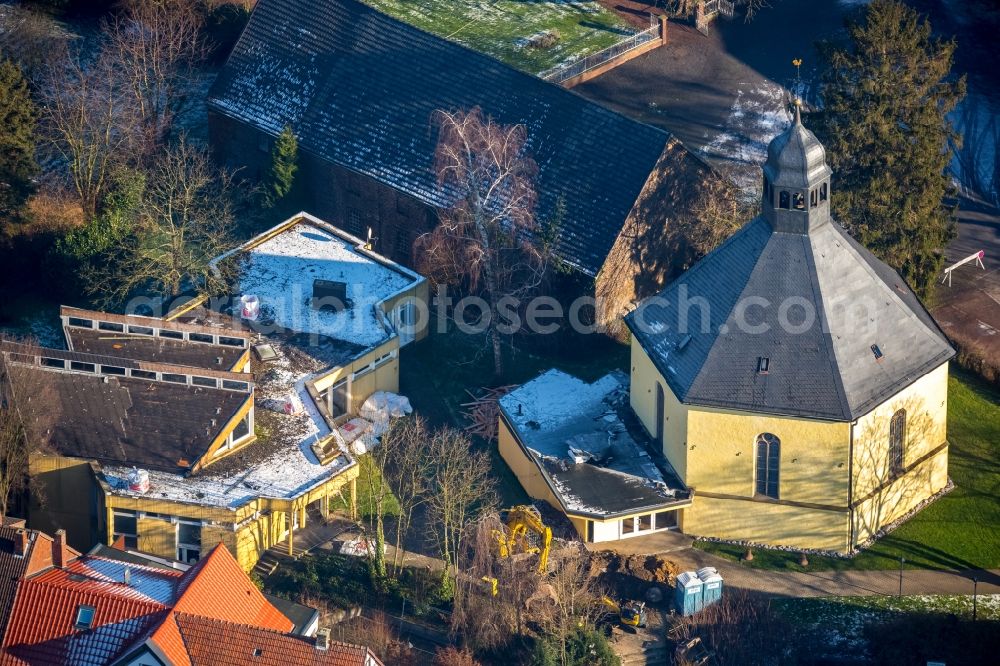 Hamm from above - Evangelical hexagonal church building in Hamm in North Rhine-Westphalia