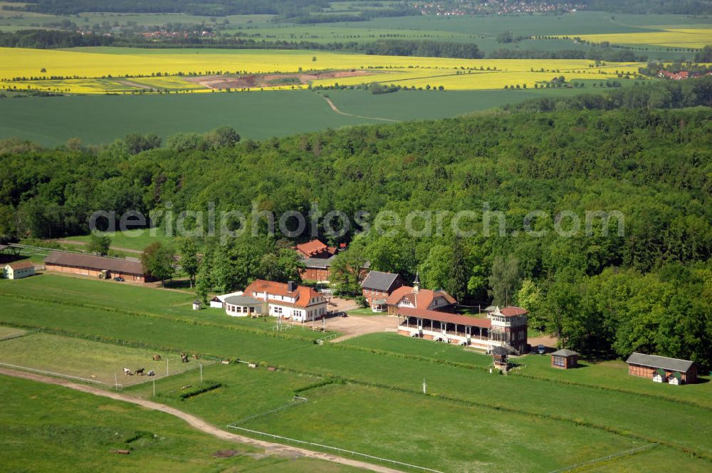 Aerial image Gotha - Die Pferderennbahn / Galopprennbahn Boxberg in Thüringen ist nach dem gleichnamigen Höhenzug benannt. The racecourse Boxberg in Thuringia is named after the mountain range.