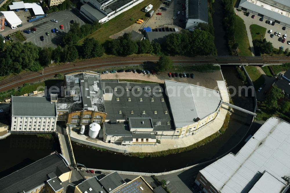 Aue from the bird's eye view: Factory in the industrial area on Schwarzwasser in Aue in the state of Saxony