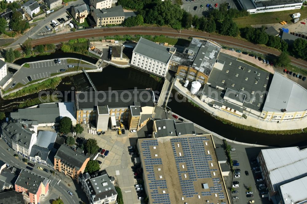Aerial image Aue - Factory in the industrial area on Schwarzwasser in Aue in the state of Saxony