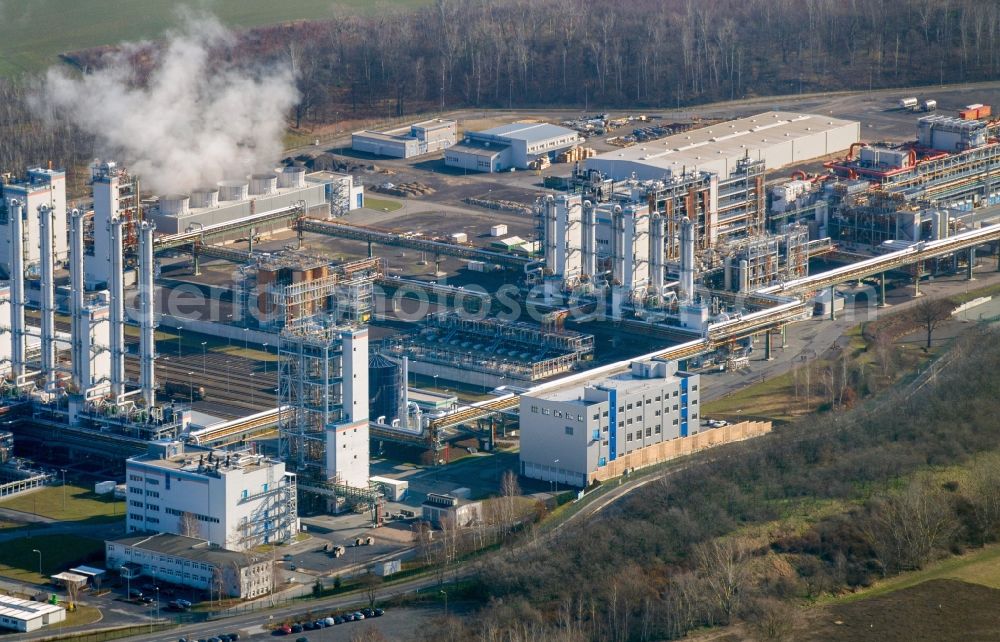 Nünchritz from the bird's eye view: Factory of Wacker nuenchritz in Saxony. In the Nuenchritz chemical silicon based materials are manufactured