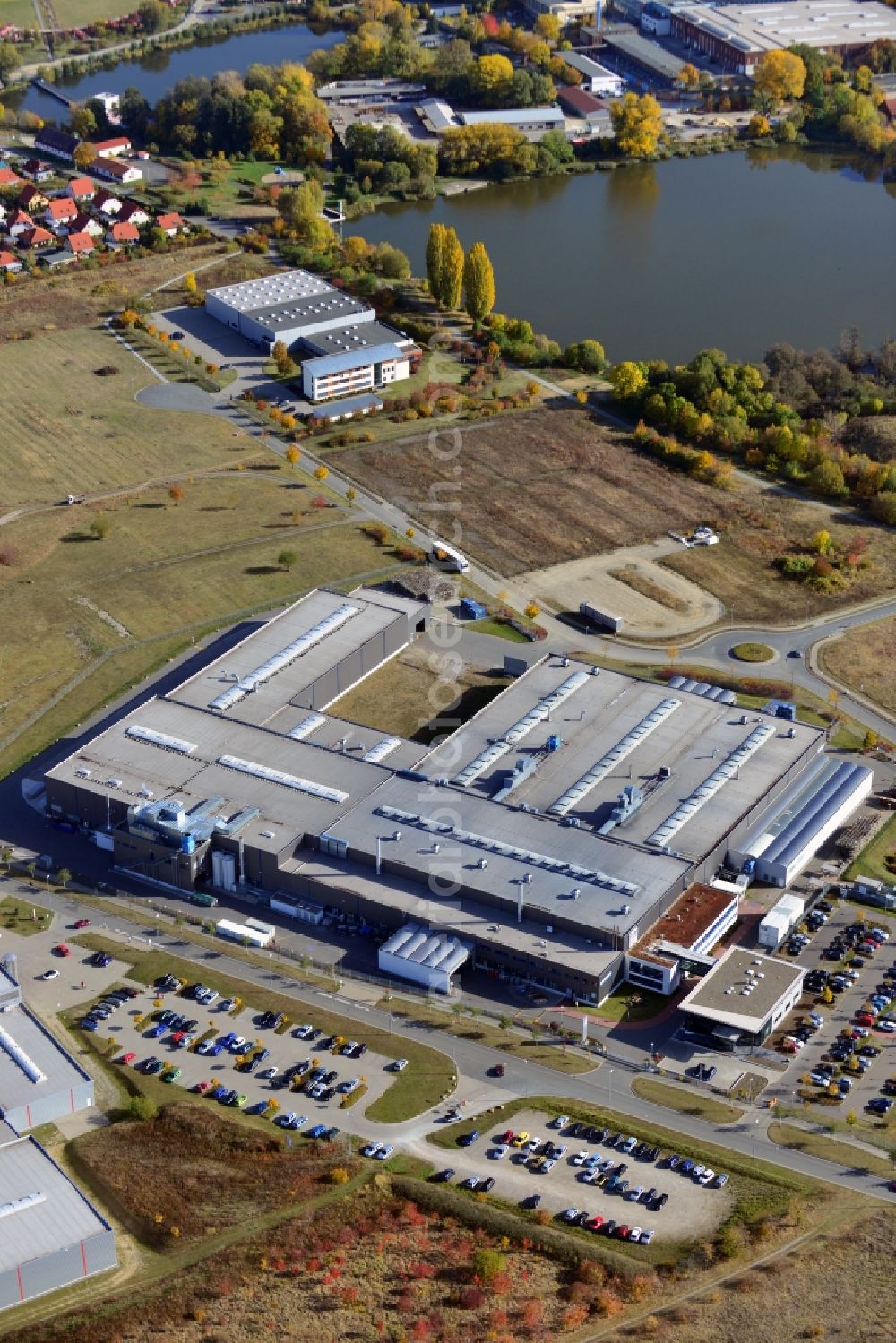 Wernigerode from the bird's eye view: View of the factory property of the Wergona Schokoladen GmbH in Wernigerode in the state Saxony-Anhalt. As a producer of chocolate products for different brands, the Wergona Schokoladen Gmbh offers a comprehensive assortment of various chocolate products