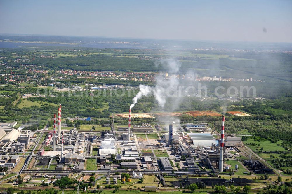 PÖLITZ / POLICE from above - Factory site of the Zaklady Chemiczne POLICE SA in Police, Polen. The company produces chemical materials like mineral fertilizer, titan dioxide and other chemicals like ammonia or hydrochloric acid