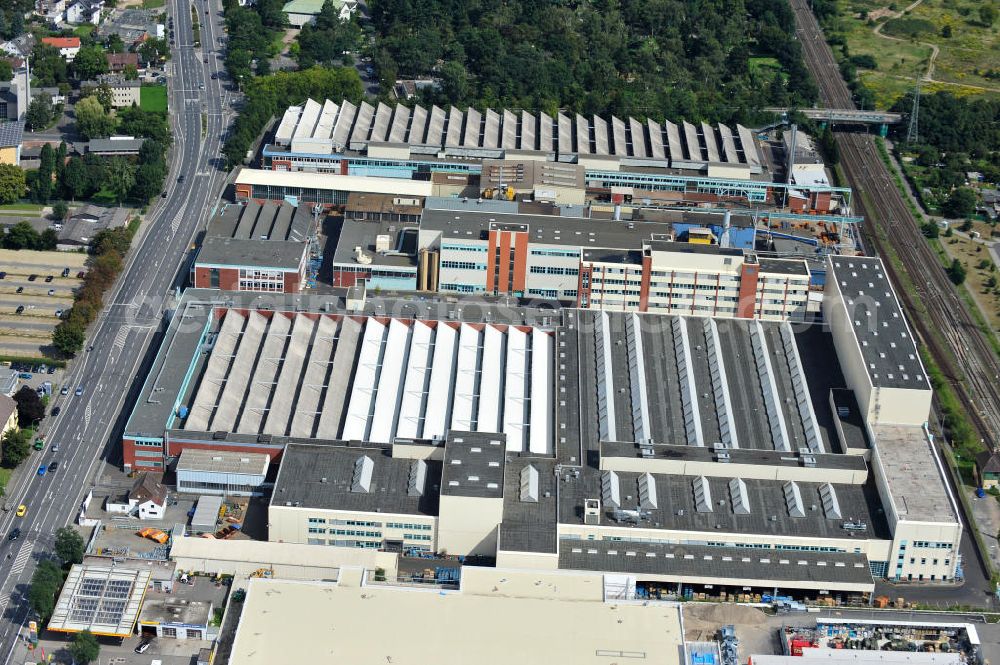 Aerial photograph Offenbach am Main - Plant grounds of the printing machine manufacturer manroland in Offenbach in Hesse