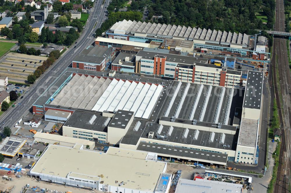 Offenbach am Main from above - Plant grounds of the printing machine manufacturer manroland in Offenbach in Hesse