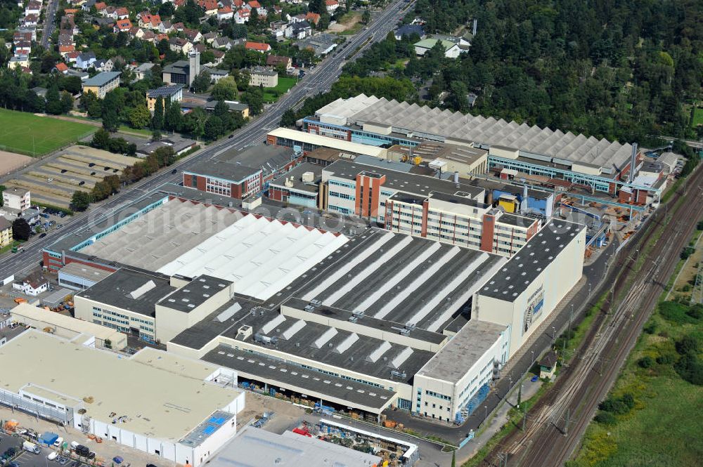 Offenbach am Main from the bird's eye view: Plant grounds of the printing machine manufacturer manroland in Offenbach in Hesse