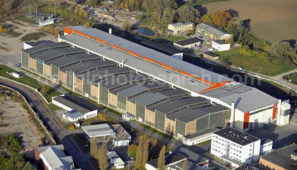 Aerial image Zeitz - Blick auf die Fabrikationshallen der Zeitzer Guss GmbH an der Naumburger Straße. View of the production halls of the Zeitzer Guss GmbH.