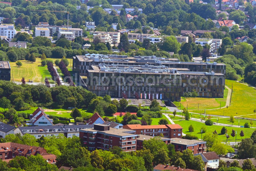 Bielefeld from above - Building of the college and the research institute Cluster of Excellence Cognitive Interaction Technology with the CITEC building in Bielefeld in the federal state North Rhine-Westphalia