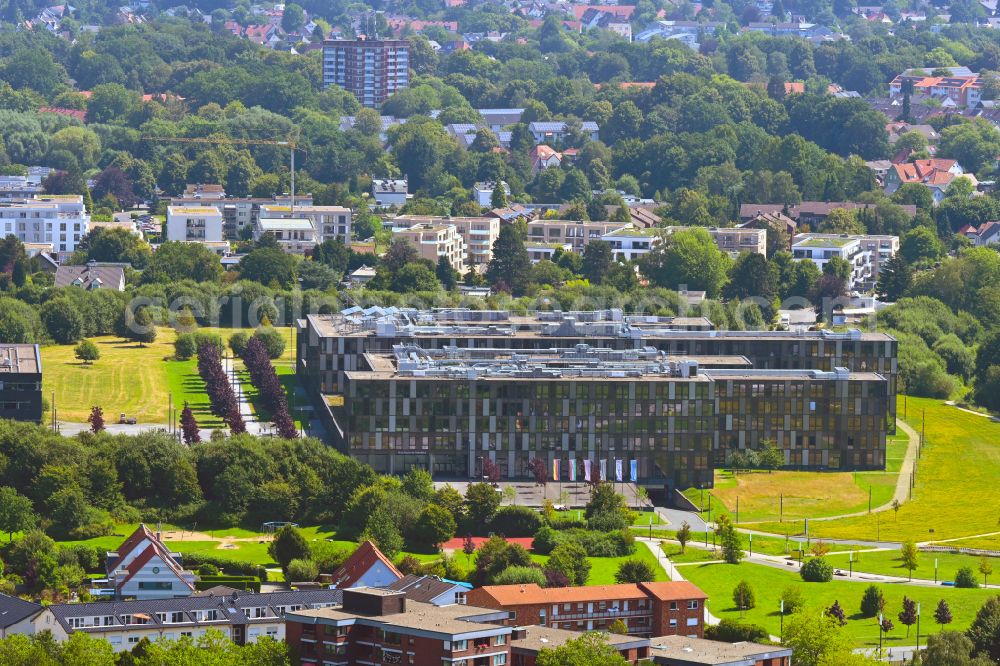 Bielefeld from the bird's eye view: Building of the college and the research institute Cluster of Excellence Cognitive Interaction Technology with the CITEC building in Bielefeld in the federal state North Rhine-Westphalia