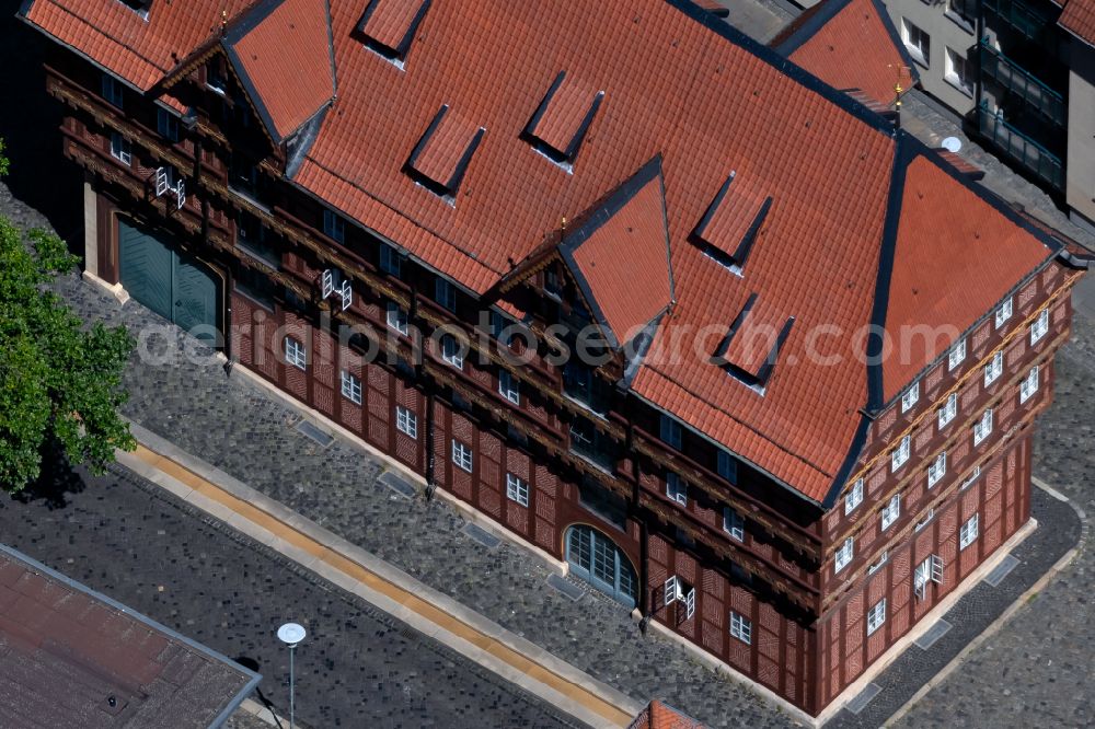 Aerial image Braunschweig - Half-timbered house in the old town area and inner city center Alte Waage with the VHS Braunschweig in Brunswick in the state Lower Saxony, Germany