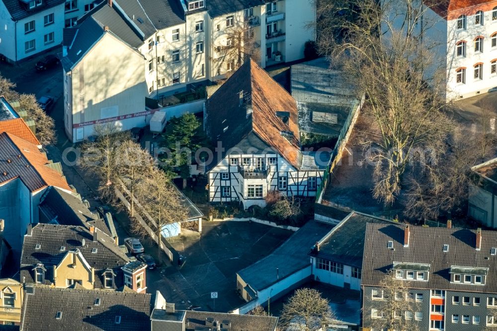 Bochum from above - Half-timbered house and block of flats in the district of Wattenscheid in Bochum in the federal state North Rhine-Westphalia