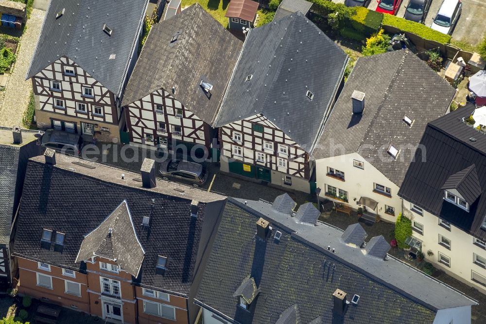 Bad Laasphe from above - Half-timbered houses on Church Square in the city center of the old Bad Laasphe in the state of North Rhine-Westphalia