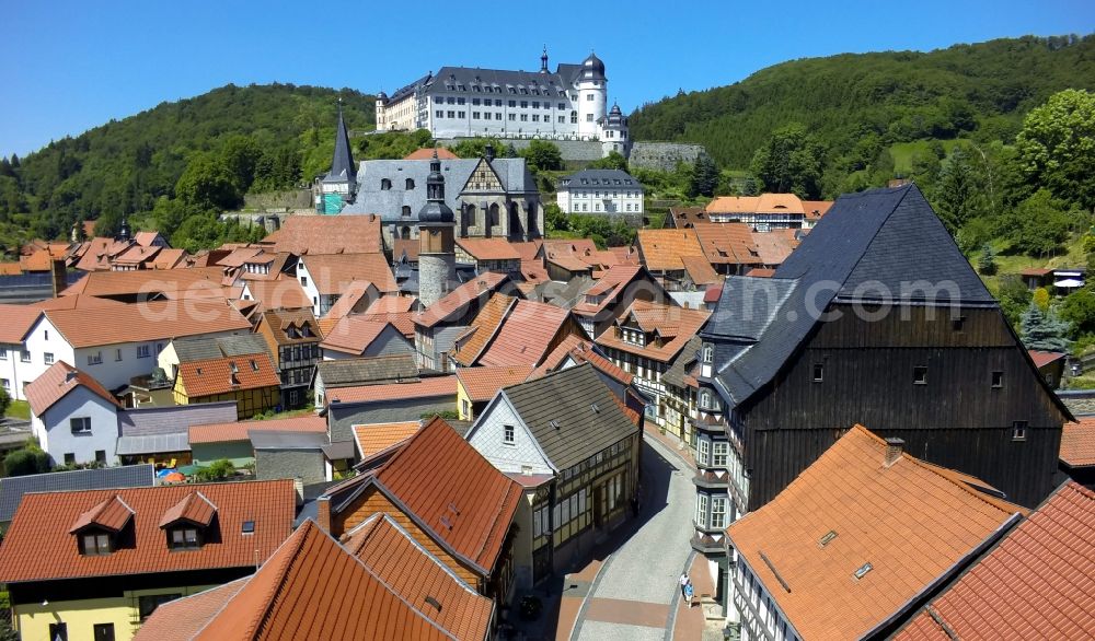 Südharz OT Stolberg from above - View of a half-timber road in the district of Stolberg in the municipality of Suedharz in the state Saxony-Anhalt