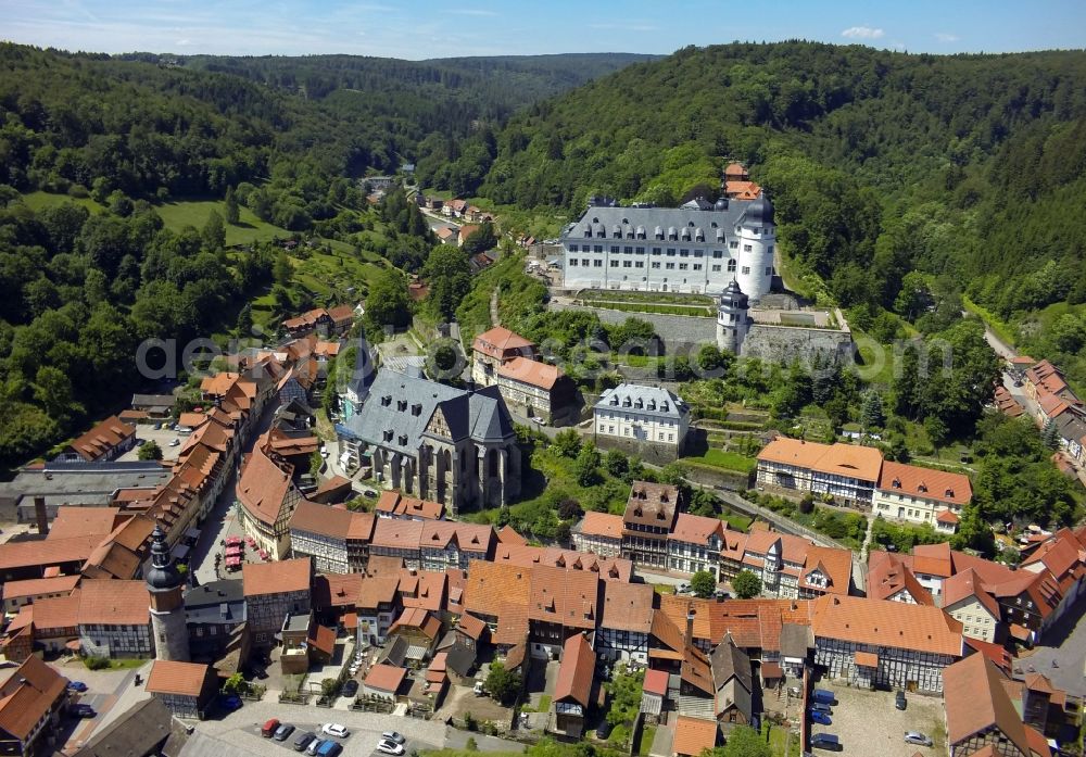 Aerial photograph Südharz OT Stolberg - View of a half-timber road in the district of Stolberg in the municipality of Suedharz in the state Saxony-Anhalt