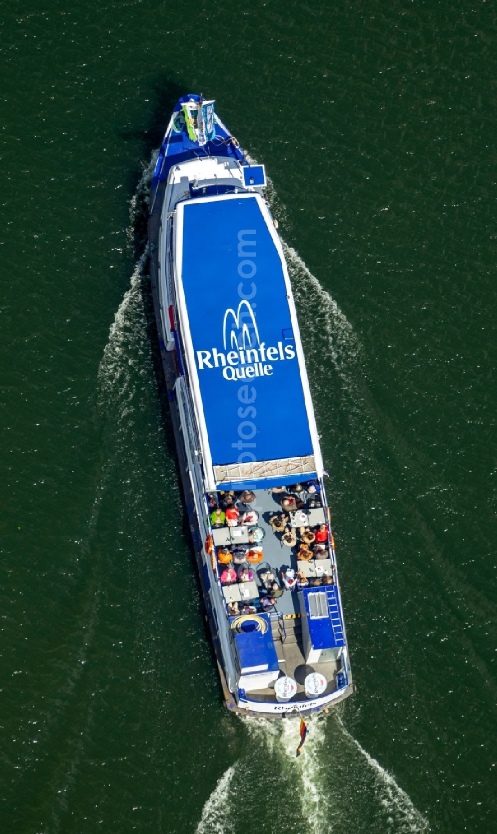 Duisburg from the bird's eye view: View of the liner Rheinfels in Duisburg in the state North Rhine-Westphalia