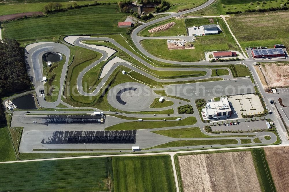 Aerial image Schlüsselfeld - Driving Safety Training to improve road safety in motor vehicles in ADAC Fahrsicherheitstraining in Schluesselfeld in the state Bavaria, Germany