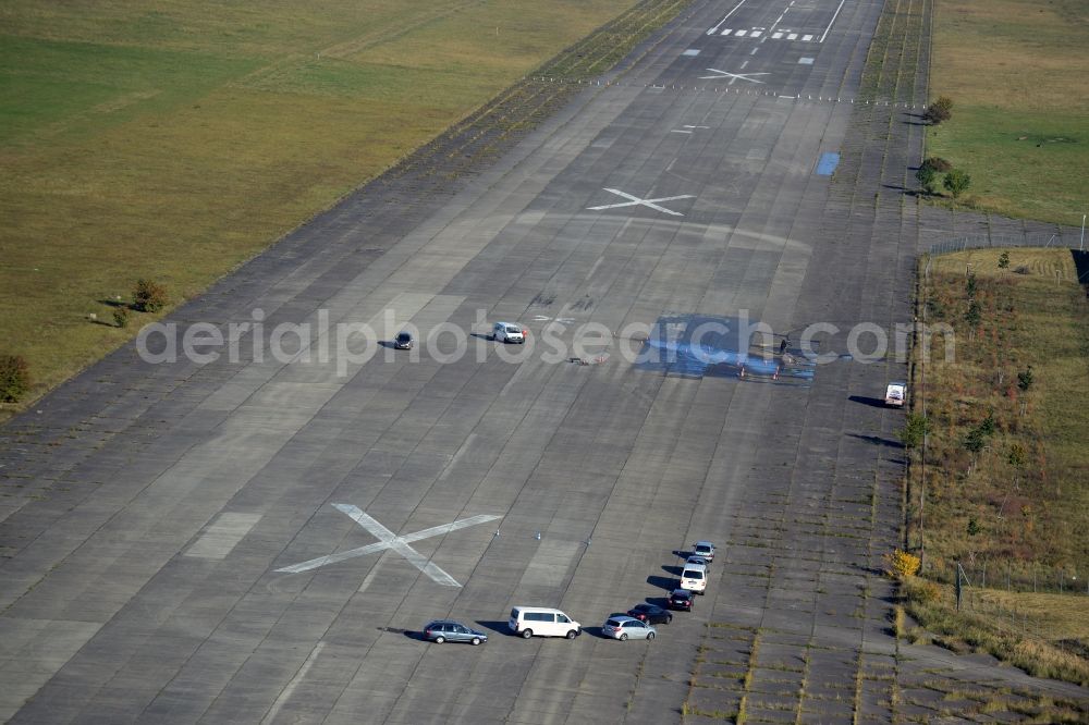 Aerial image Werneuchen - Driving Safety Training to improve road safety in motor vehicles auf der alten Landebahn des Flugplatzes in Werneuchen in the state Brandenburg