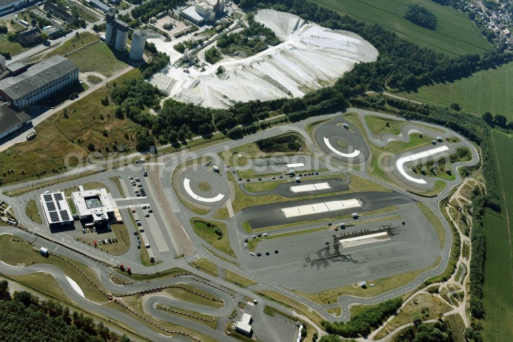 Embsen from above - Driving Safety Training to improve road safety in motor vehicles on the training area of the ADAC drive security center Hansa/Lueneburg in Embsen in the state Lower Saxony