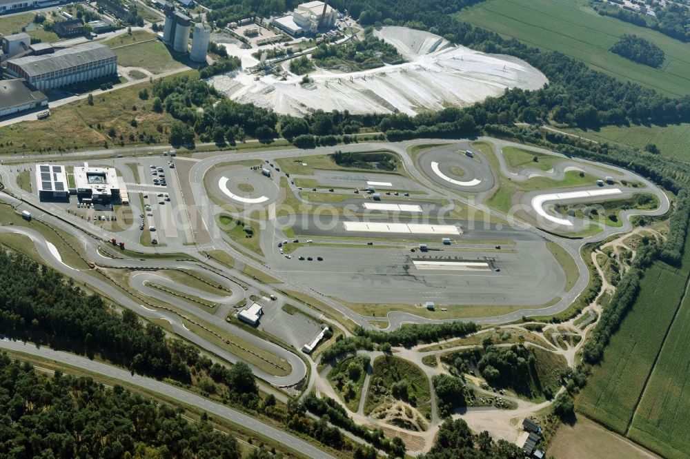 Embsen from the bird's eye view: Driving Safety Training to improve road safety in motor vehicles on the training area of the ADAC drive security center Hansa/Lueneburg in Embsen in the state Lower Saxony