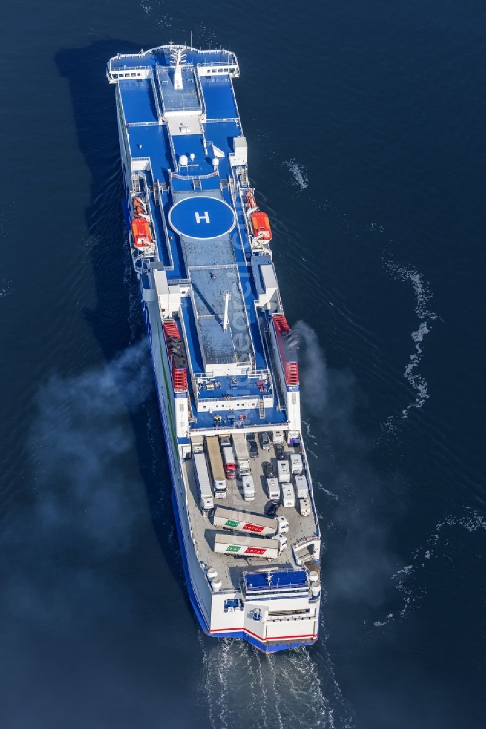 Rostock from above - Ride of the ferry ship Stena Line Mecklenburg Vorpommern across the Baltic Sea in Rostock in Mecklenburg-Vorpommern