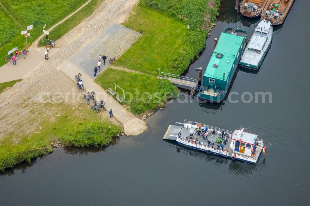 Aerial image Witten - Ride a ferry ship about the Ruhr in Witten in the state North Rhine-Westphalia, Germany