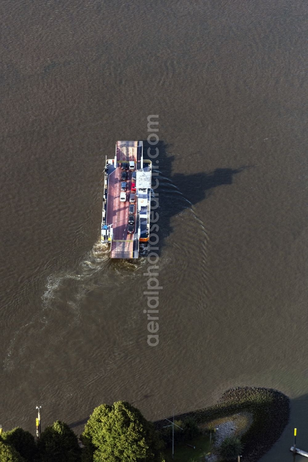 Bremen from above - Ride a ferry ship Berne-Farge in Bremen, Germany