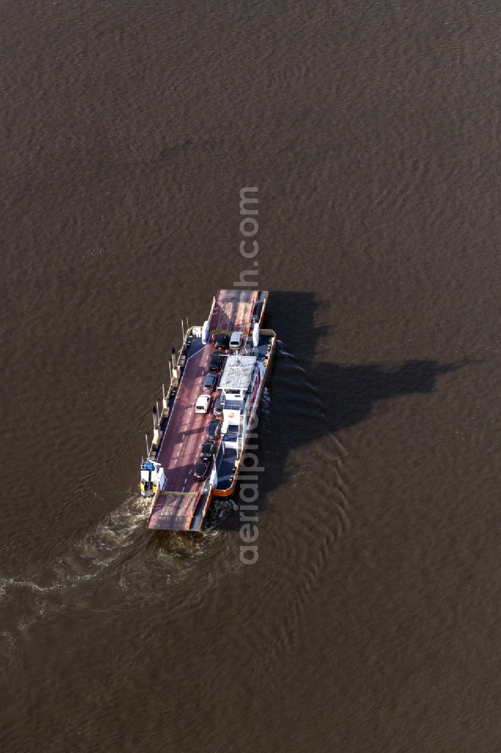 Bremen from the bird's eye view: Ride a ferry ship Berne-Farge in Bremen, Germany