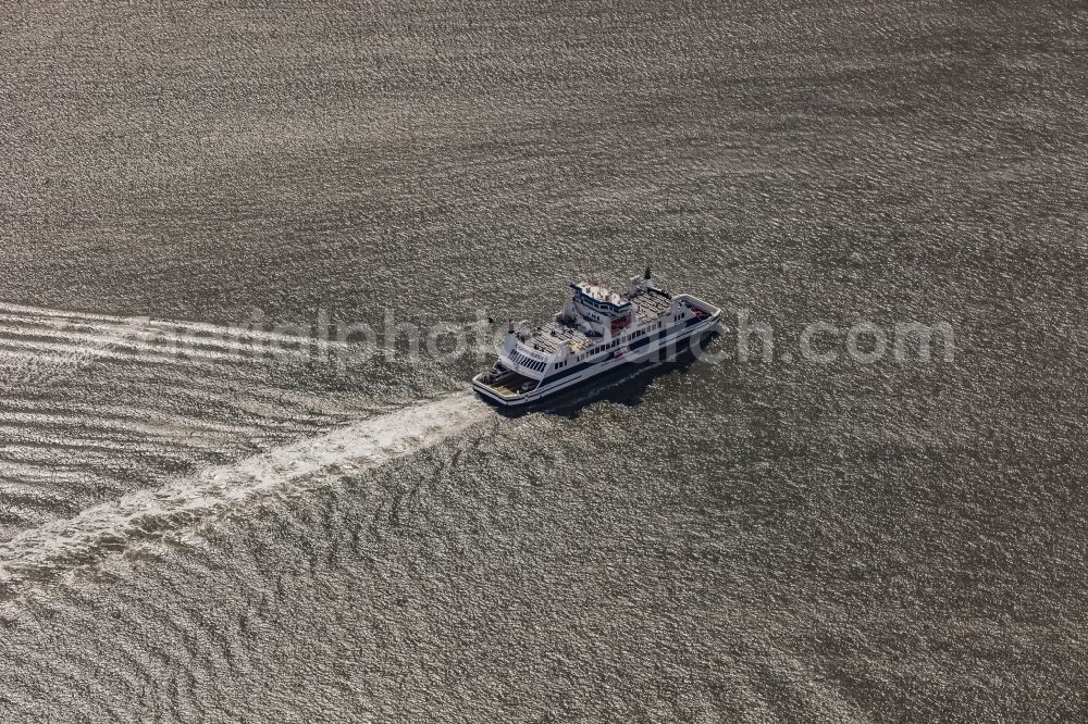 Aerial image Dagebüll - Ride a ferry ship von Dagebuell to the Insel Foehr in Dagebuell in the state Schleswig-Holstein, Germany