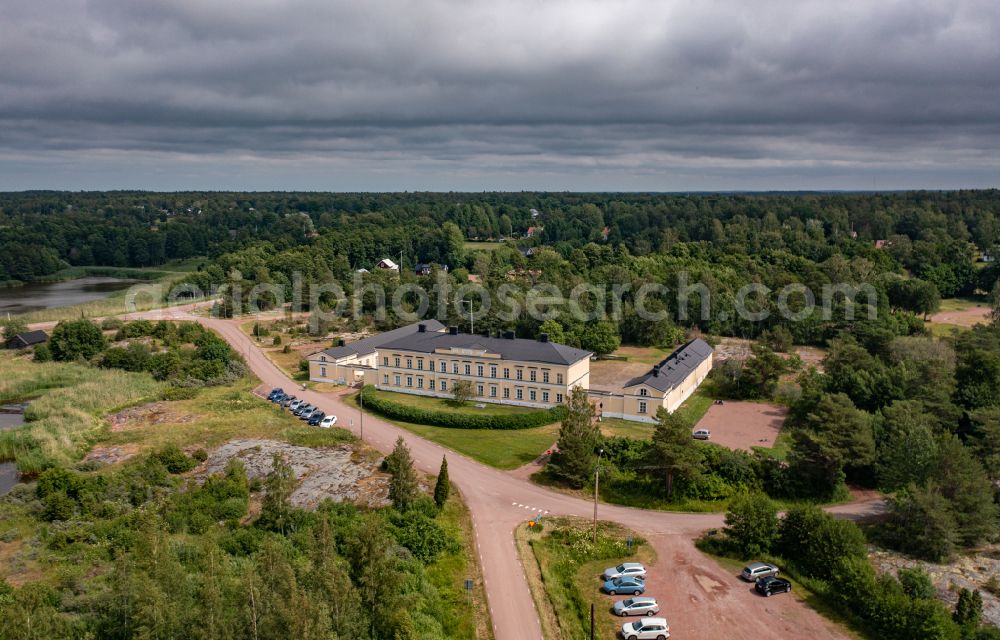 Berghamn from the bird's eye view: Ride a ferry ship Eckeroe on street Eckeroevaegen in Berghamn in Alands landsbygd, Aland