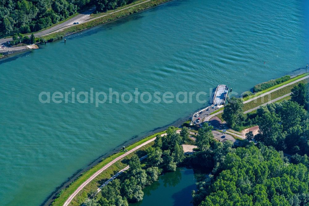 Aerial image Rheinau - Ride a ferry ship of Faehre Kappel in Rheinau in the state Baden-Wurttemberg, Germany