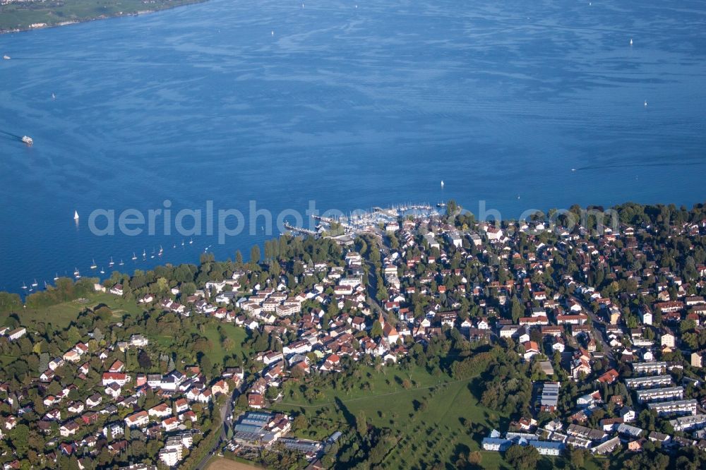 Aerial image Konstanz - Ride a ferry ship Faehrebetrieb Konstanz-Meersburg in the district Staad in Konstanz in the state Baden-Wuerttemberg, Germany