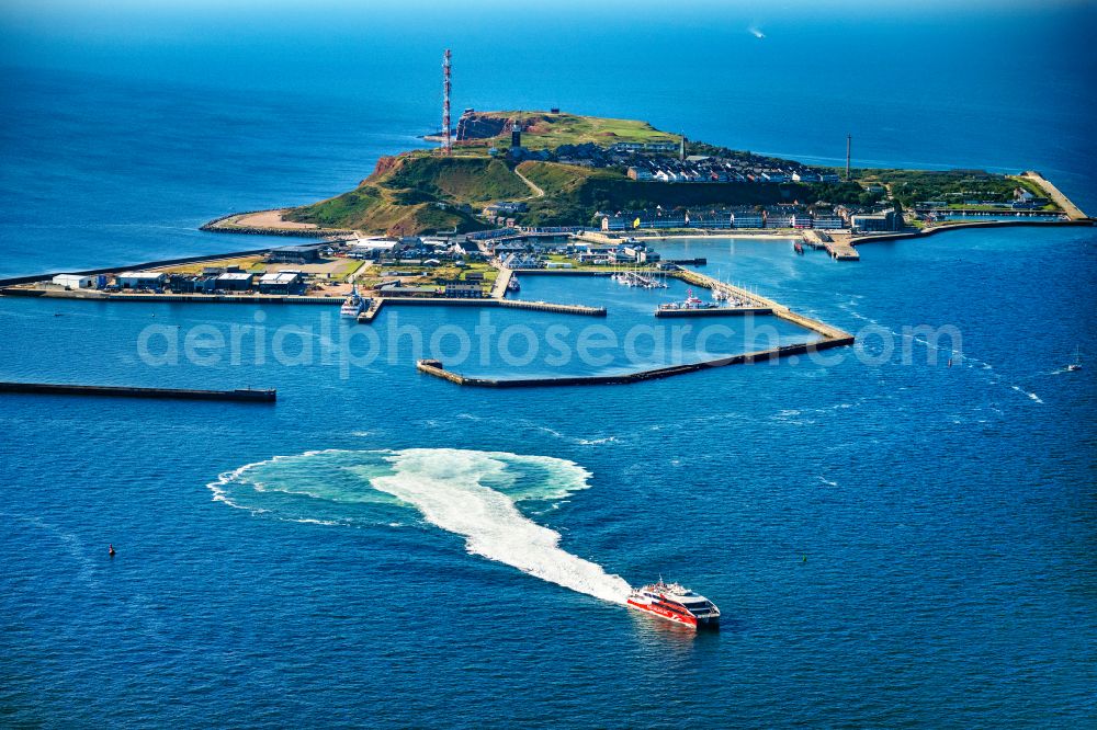 Helgoland from above - Trip of a ferry ship FRS Halunder Jet in Heligoland in the state Schleswig-Holstein, Germany