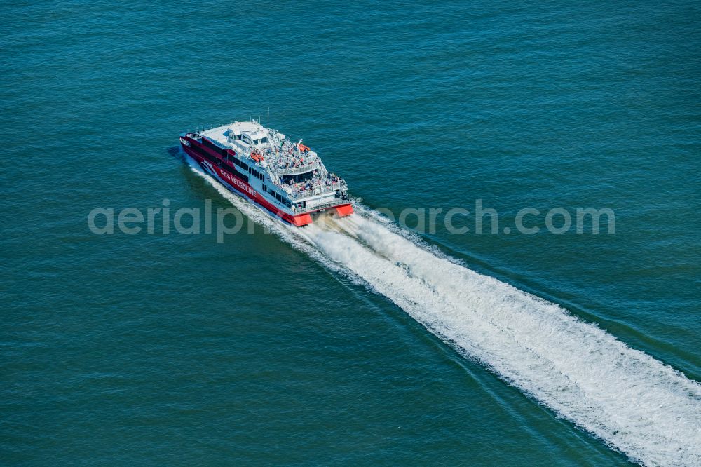 Cuxhaven from the bird's eye view: Ride a ferry ship on the North Sea in Cuxhaven Halunderjet in the state Lower Saxony