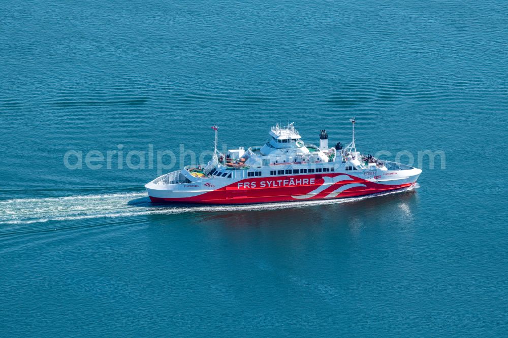 Aerial image List - Ride a ferry ship Limassol in List at the island Sylt in the state Schleswig-Holstein, Germany