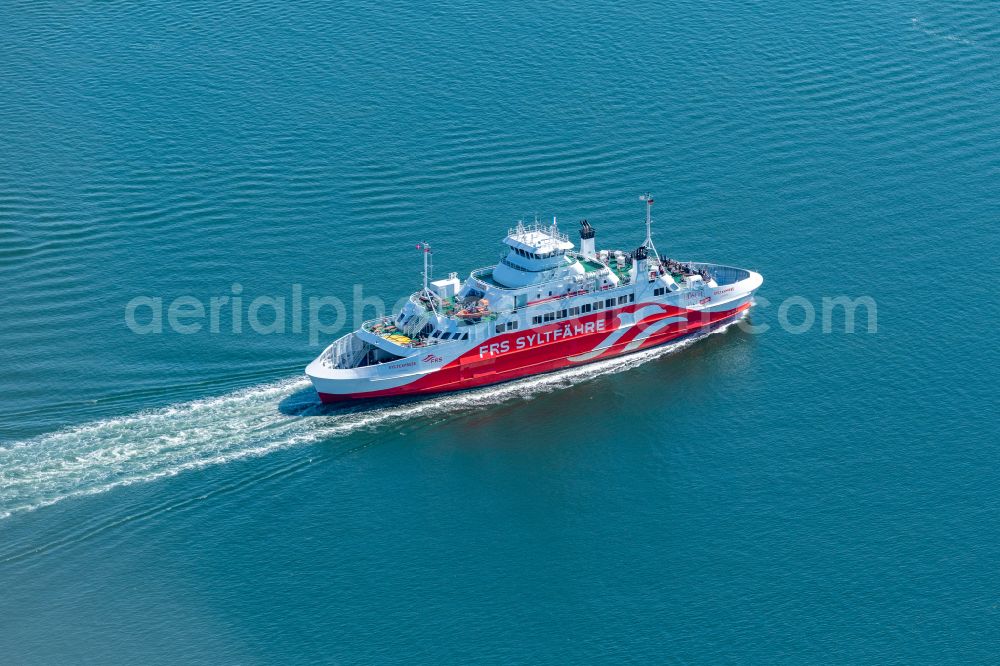 List from above - Ride a ferry ship Limassol in List at the island Sylt in the state Schleswig-Holstein, Germany