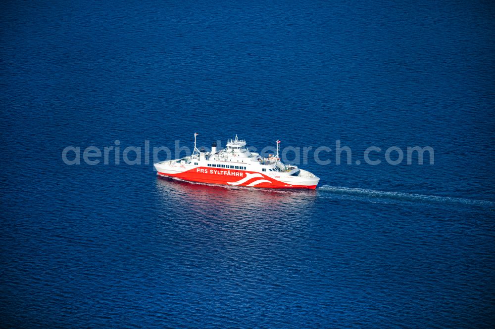 Aerial image List - Ride a ferry ship Limassol in List at the island Sylt in the state Schleswig-Holstein, Germany