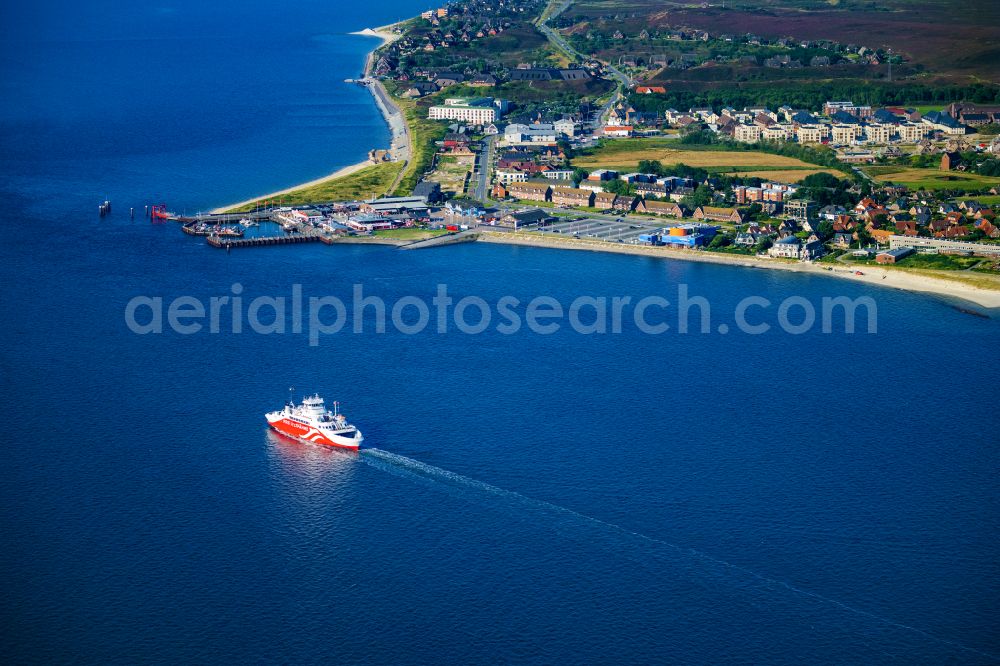 List from above - Ride a ferry ship Limassol in List at the island Sylt in the state Schleswig-Holstein, Germany