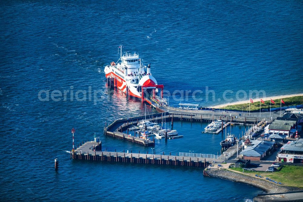 Aerial image List - Ride a ferry ship Limassol in List at the island Sylt in the state Schleswig-Holstein, Germany